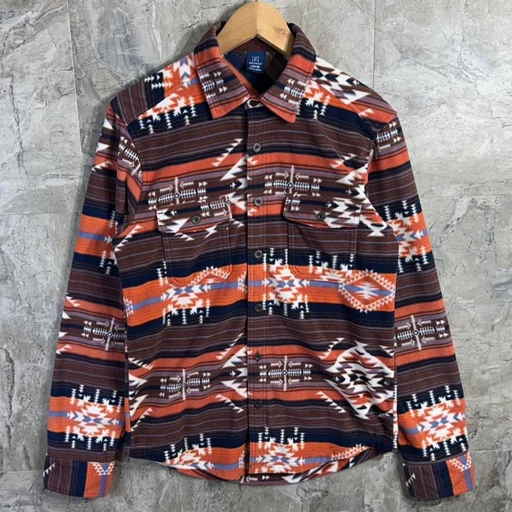 George multicoloured Aztec patterned button up shirt Mens Size S #western #aztec